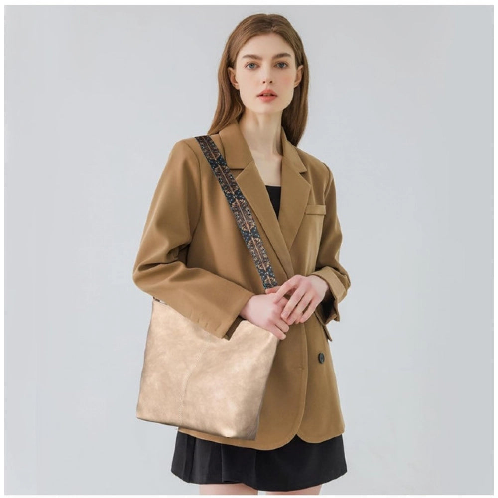 Amfyn Women's PU Leather Zipper Handbag (Beige)