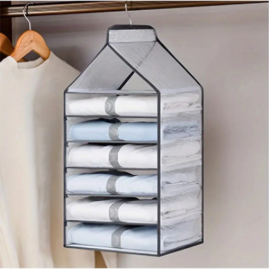 Amfyn Hanging Foldable Fabric Closet Organizer with 6 Shelves