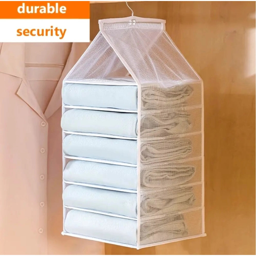 Amfyn Hanging Foldable Fabric Closet Organizer with 6 Shelves