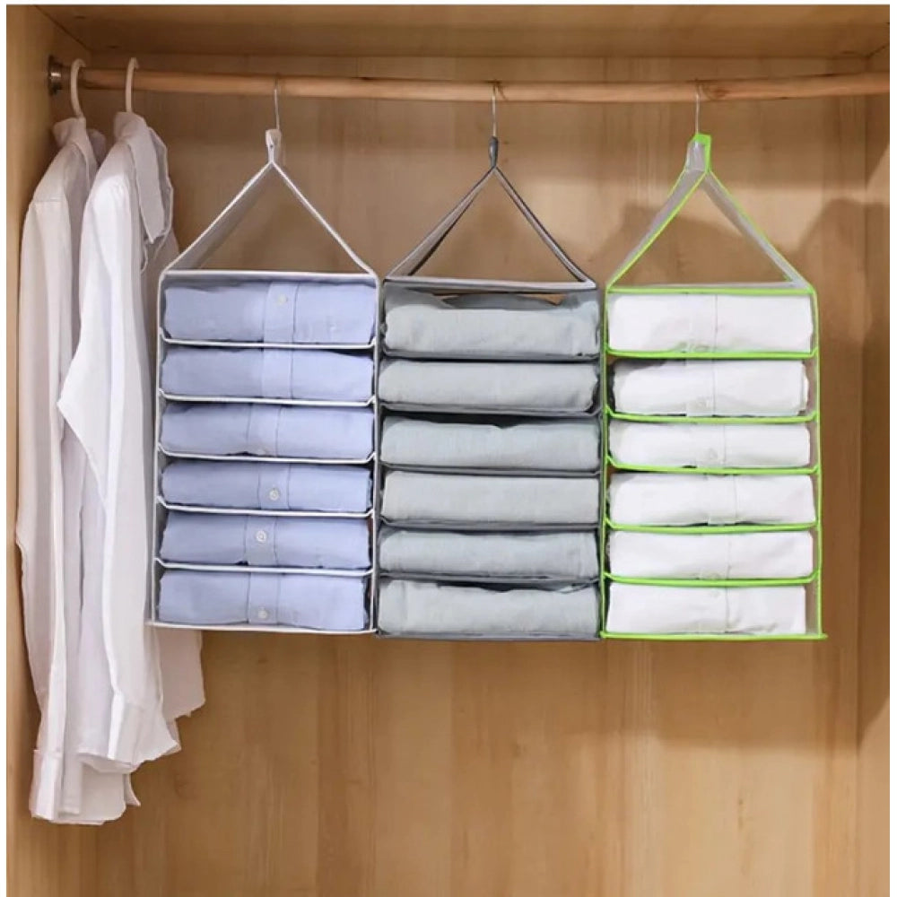 Amfyn Hanging Foldable Fabric Closet Organizer with 6 Shelves