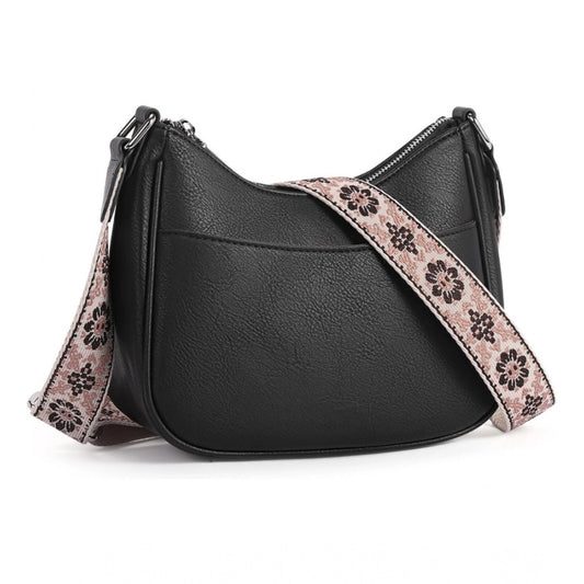 Amfyn Women's PU Leather Zipper Sling Bag (Black)