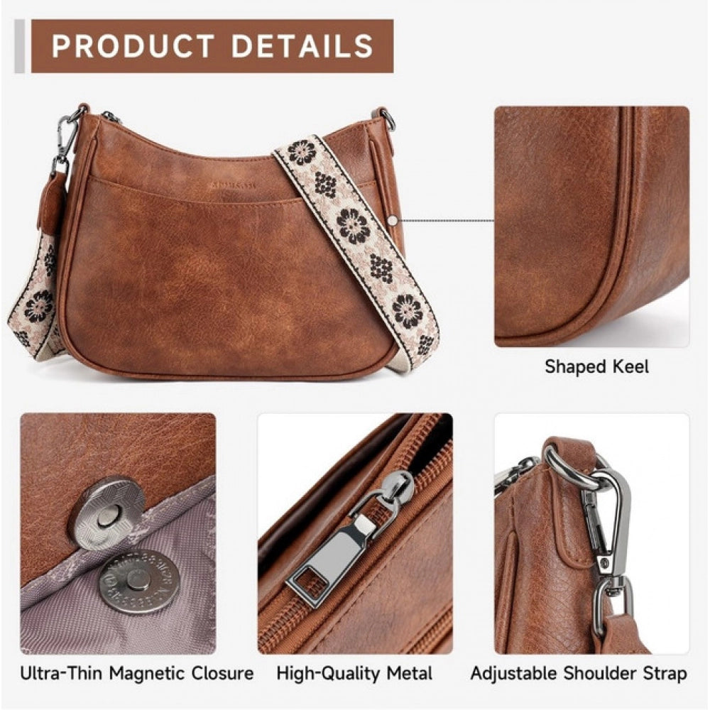 Amfyn Women's PU Leather Zipper Sling Bag
