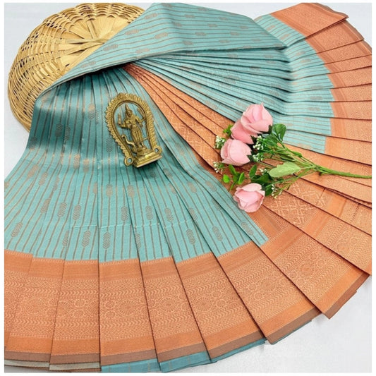 Amfyn Women's Soft Silk Printed Saree With Unstitched Blouse 5.5Mtr (Pista Green)