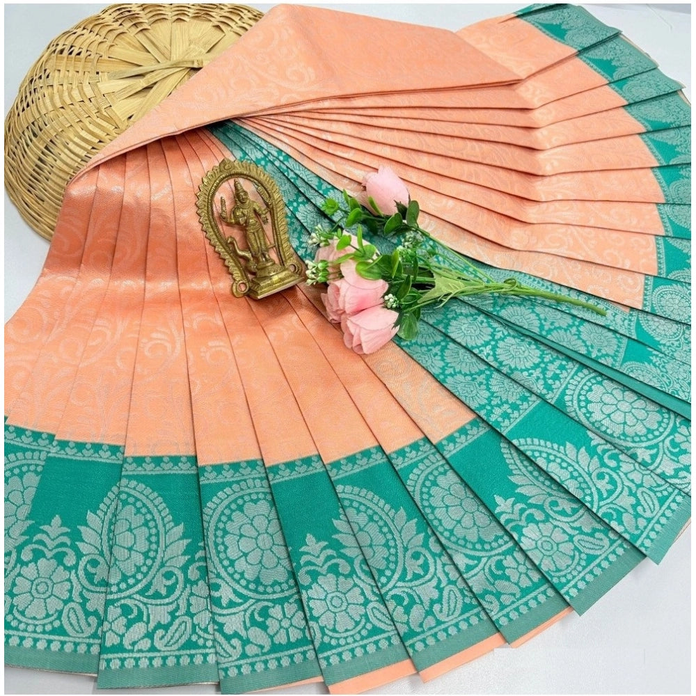 Amfyn Women's Soft Silk Printed Saree With Unstitched Blouse 5.5Mtr (Orange)