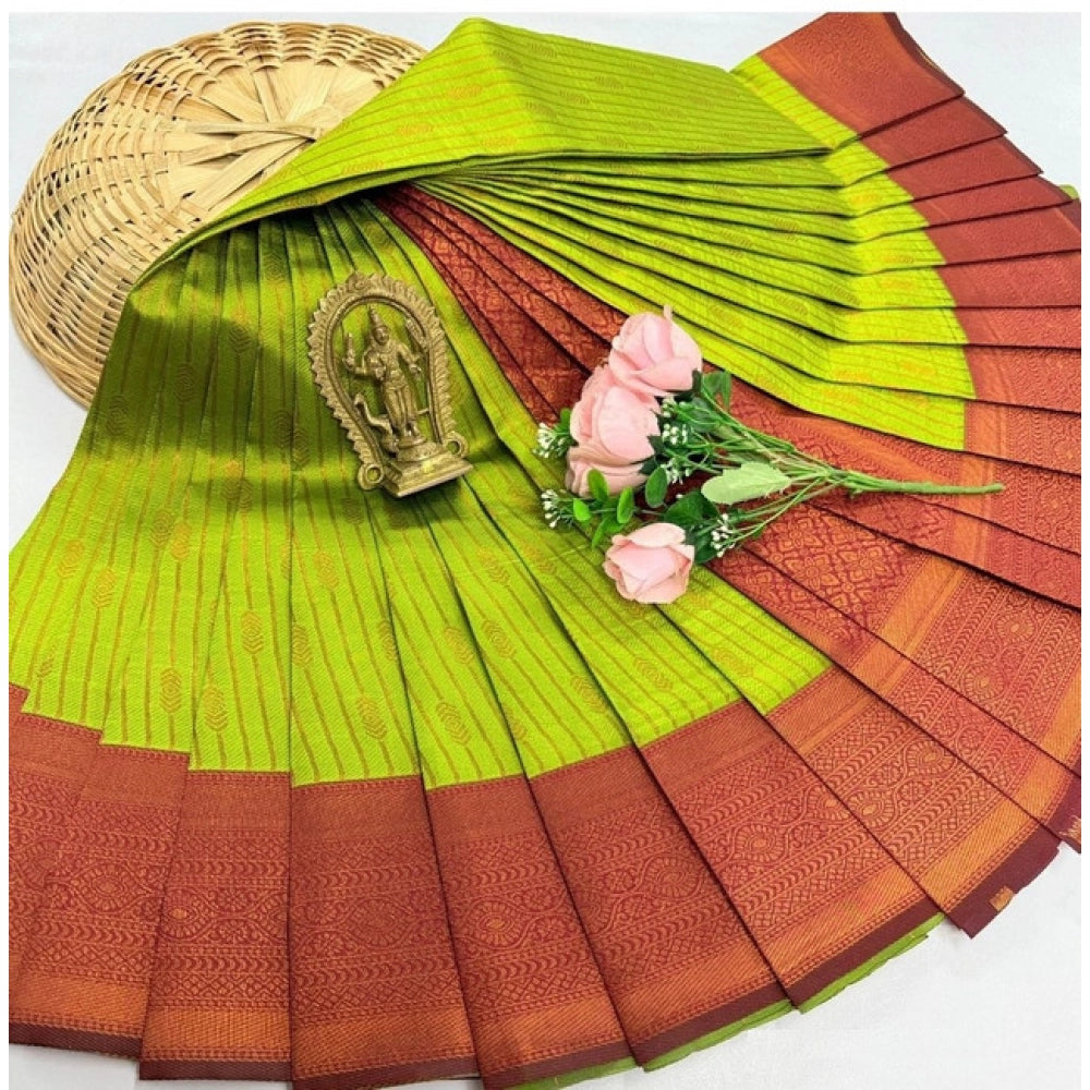 Amfyn Women's Soft Silk Printed Saree With Unstitched Blouse 5.5Mtr (Green)