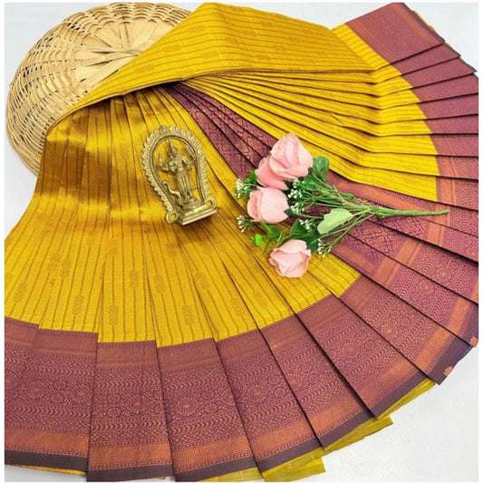 Amfyn Women's Soft Silk Printed Saree With Unstitched Blouse 5.5Mtr (Mustred)