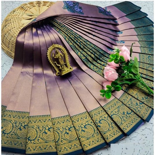 Amfyn Women's Soft Silk Printed Saree With Unstitched Blouse 5.5Mtr (Lavender)