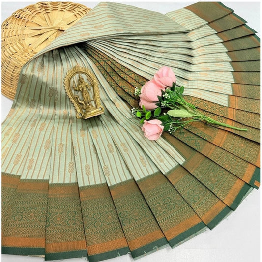 Amfyn Women's Soft Silk Printed Saree With Unstitched Blouse 5.5Mtr (Pista Green)