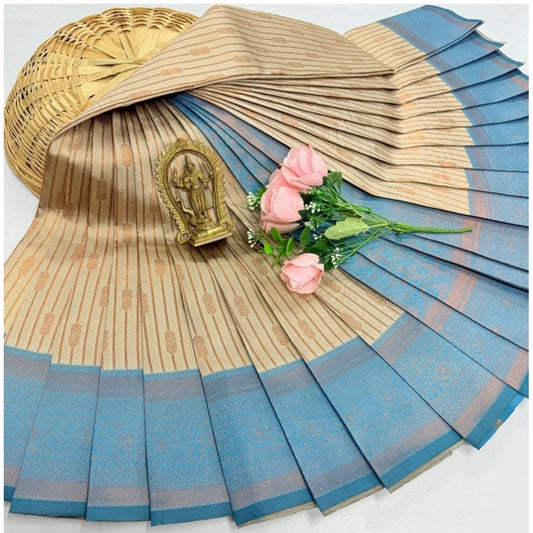 Amfyn Women's Soft Silk Printed Saree With Unstitched Blouse 5.5Mtr (Sandal)