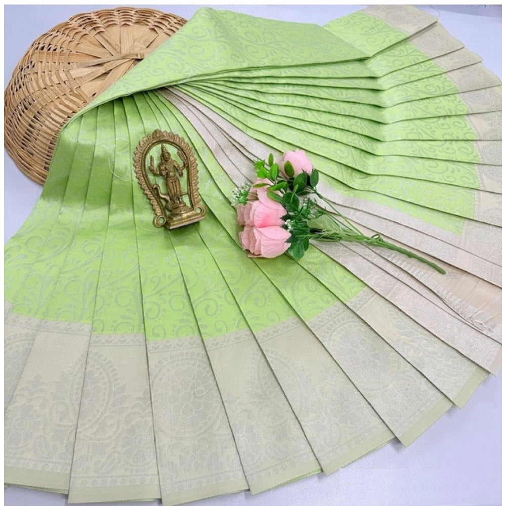 Amfyn Women's Soft Silk Printed Saree With Unstitched Blouse 5.5Mtr (Pista Green)