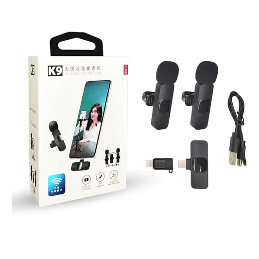 Amfyn Plastic K9 Microphone, Digital Mini Portable Recording Clip Mic with Receiver