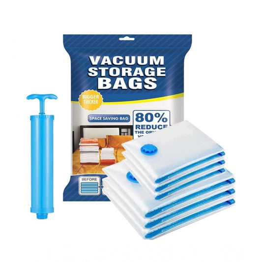 Amfyn Plastic Vacuum Storage Bags with Hand Pump