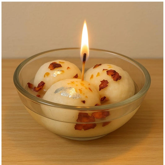 Amfyn Soya Wax, Glass Rasgulla-Style Glass Bowl Candle