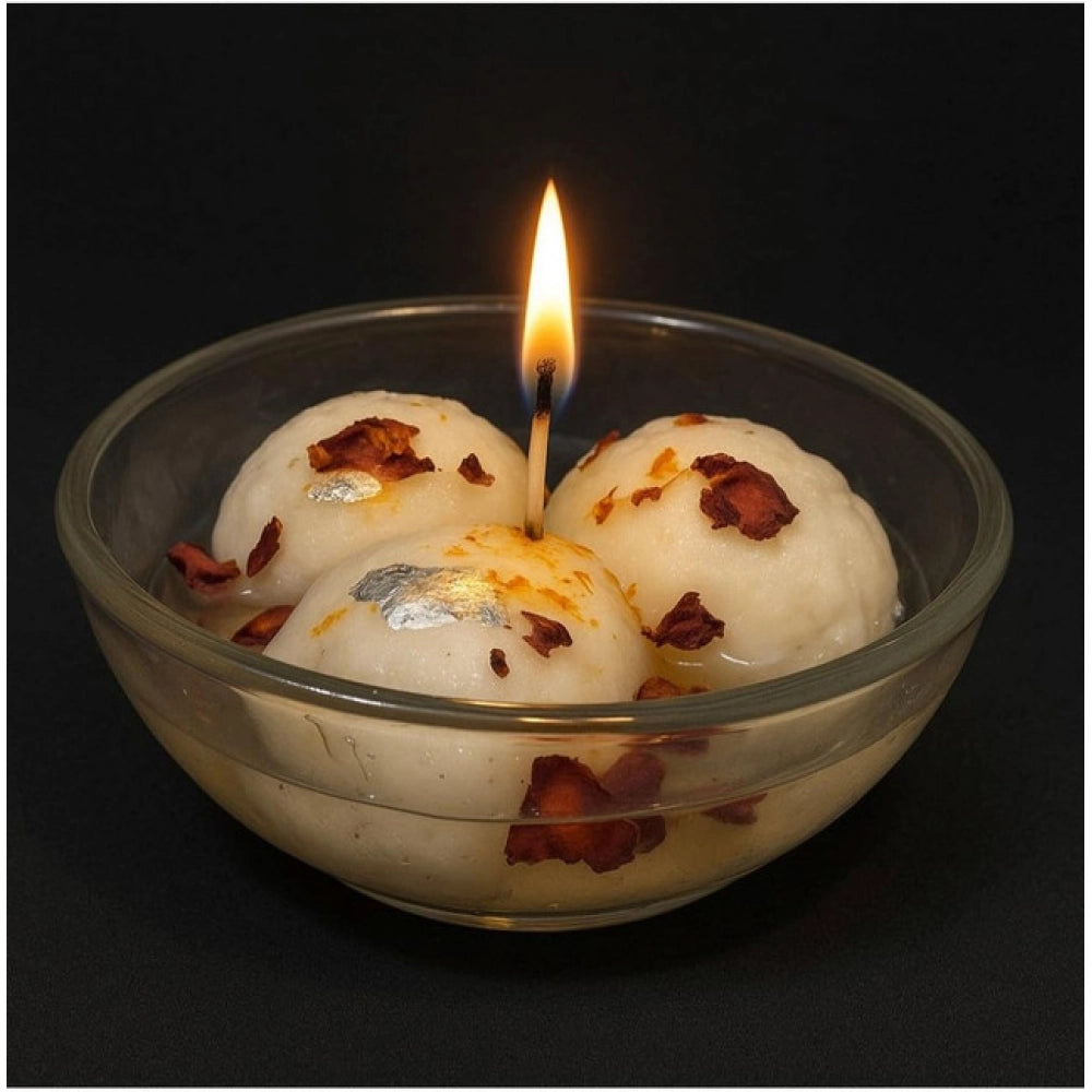 Amfyn Soya Wax, Glass Rasgulla-Style Glass Bowl Candle