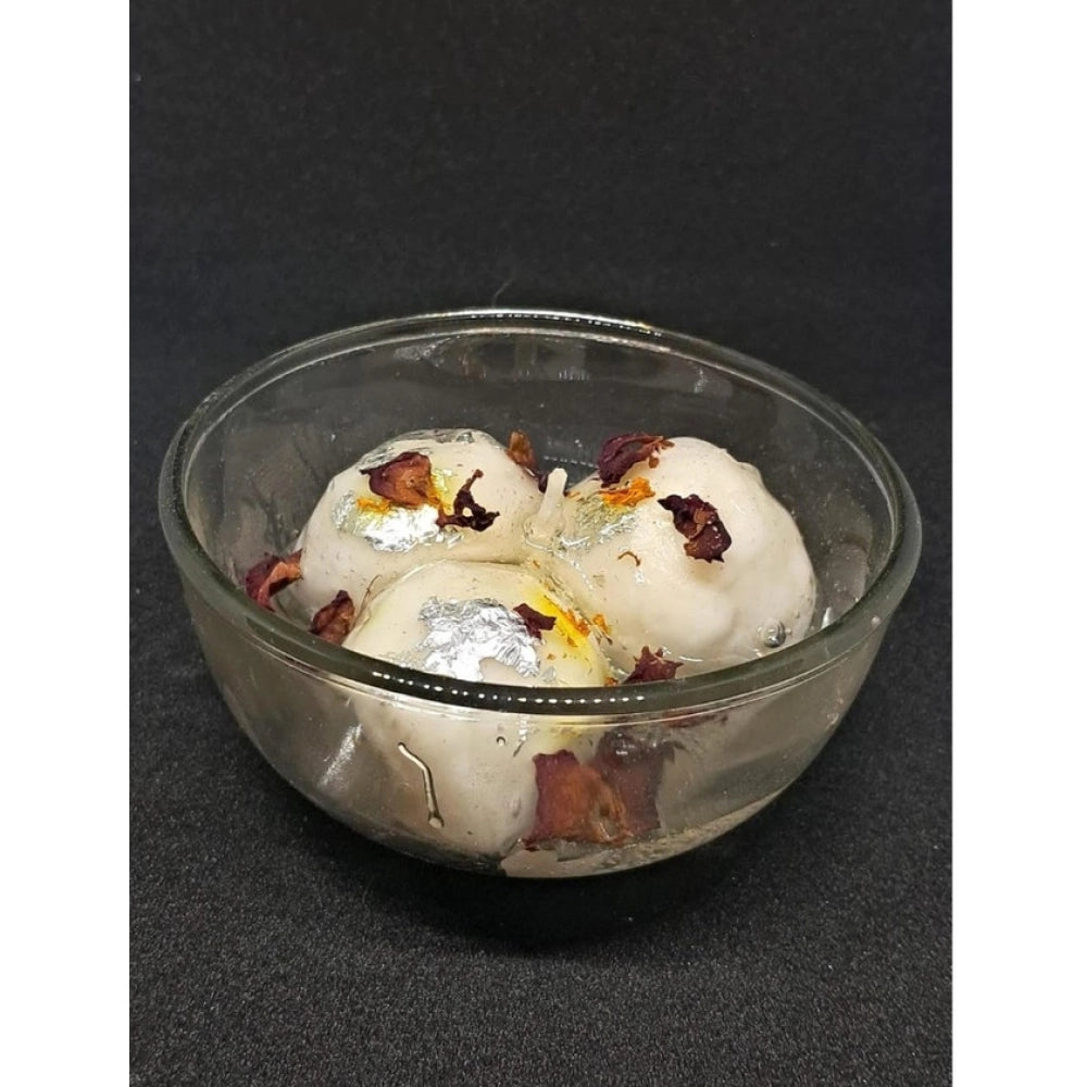 Amfyn Soya Wax, Glass Rasgulla-Style Glass Bowl Candle