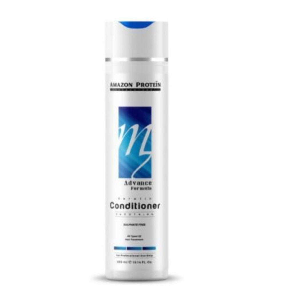 Keratin conditioner bottle, white with blue label, unisex 300 mL