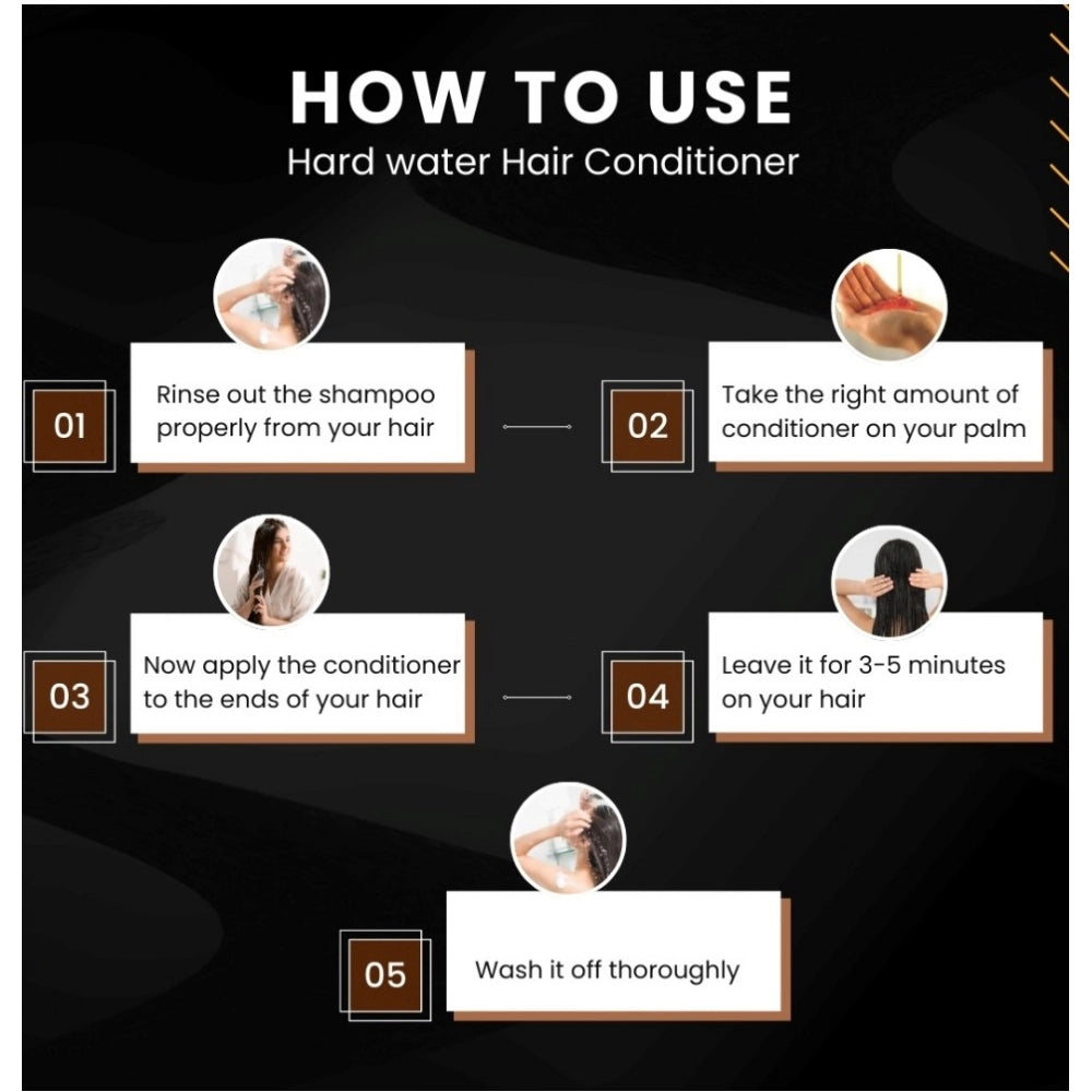 Purple pump conditioner bottle centered on 'how to use' graphic