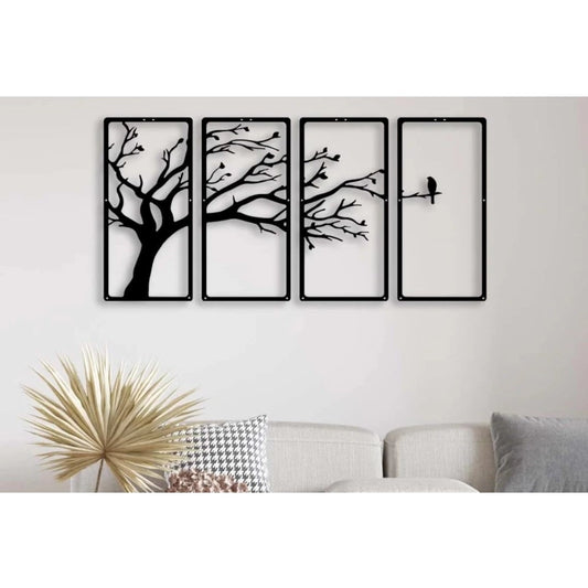 Amfyn Wooden 3D 4 Pieces Tree Wall Art Panel Frame