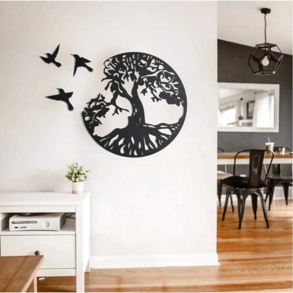 Amfyn Eternal Growth Tree of Life Wooden Wall Decor – Black