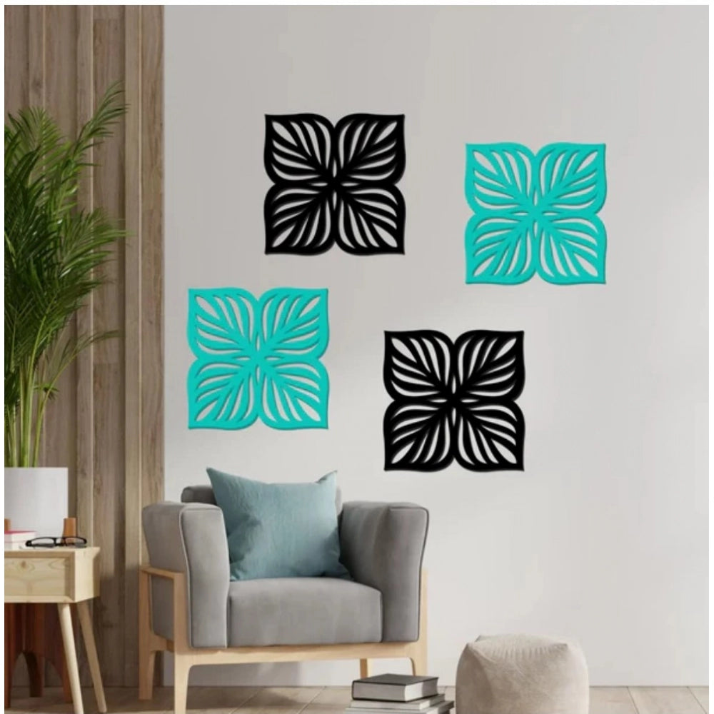 Amfyn Flowers Design Wooden Wall Decor – Set of 4 Pieces