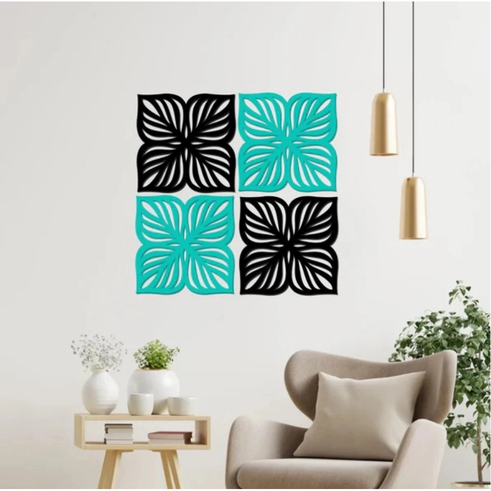 Amfyn Flowers Design Wooden Wall Decor – Set of 4 Pieces