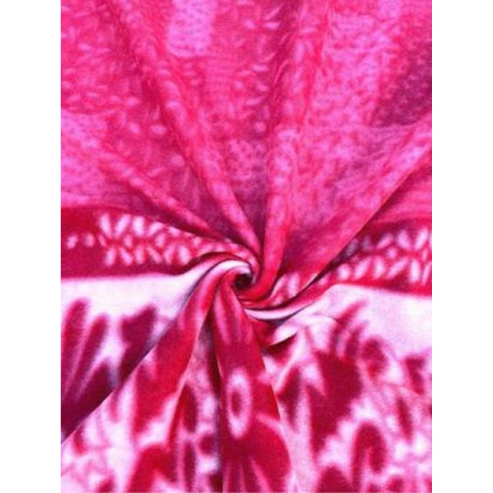 Amfyn Fleece Floral Printed Double Polar Warm Bedsheet with 2 Pillow Cover (Pink)