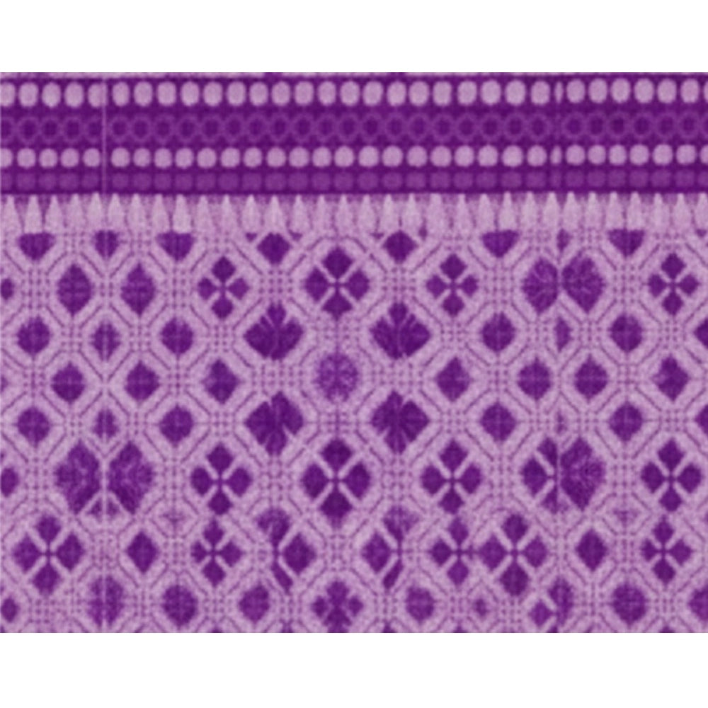 Amfyn Fleece Geometric Double Polar Warm Bedsheet with 2 Pillow Cover (Purple)