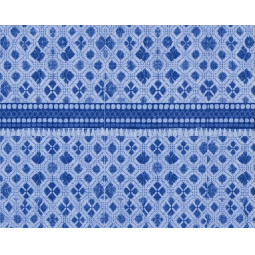 Amfyn Fleece Geometric Double Polar Warm Bedsheet with 2 Pillow Cover (Blue)