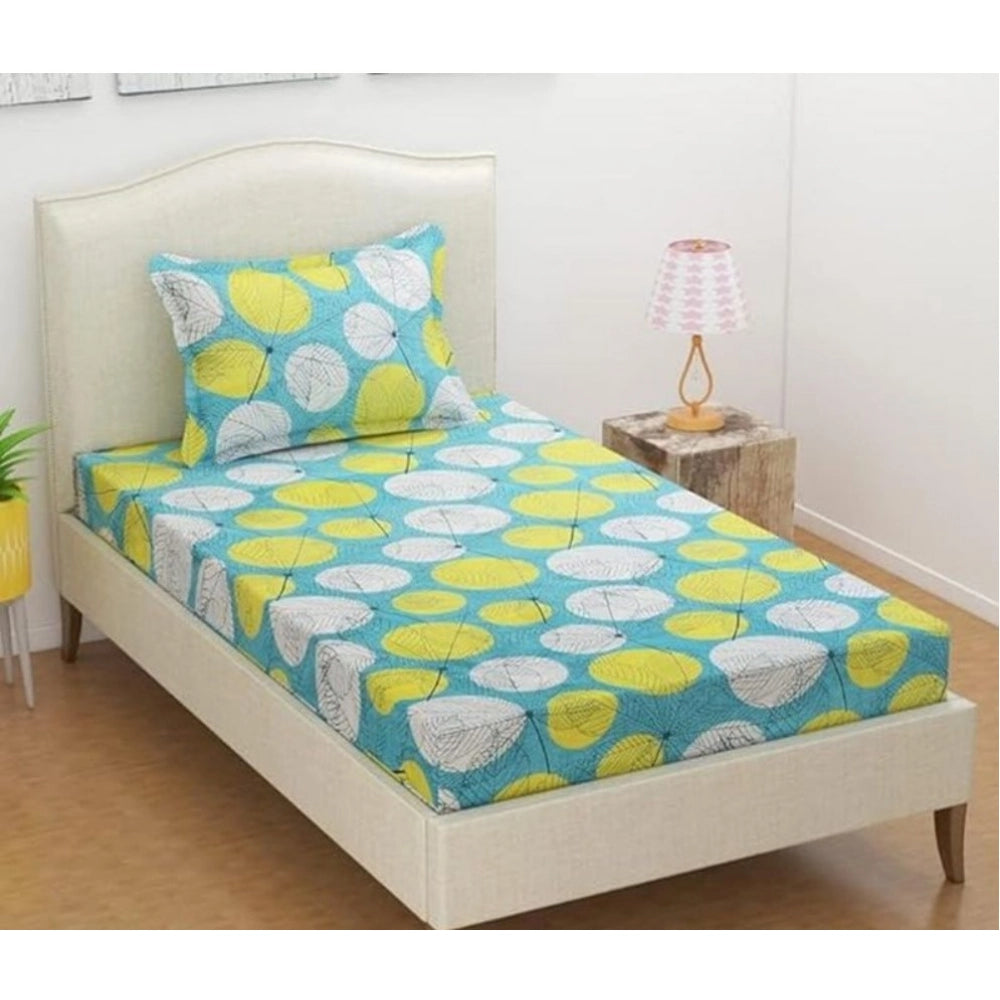 Amfyn Microfiber Floral Printed Single Bedsheet with 1 Pillow Cover (Green)