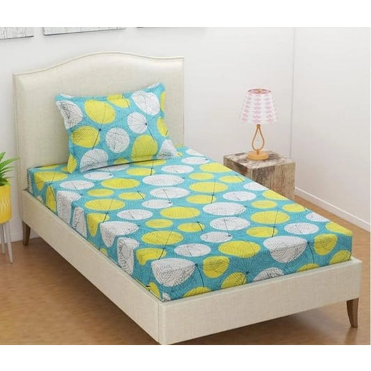 Amfyn Microfiber Floral Printed Single Bedsheet with 1 Pillow Cover (Green)