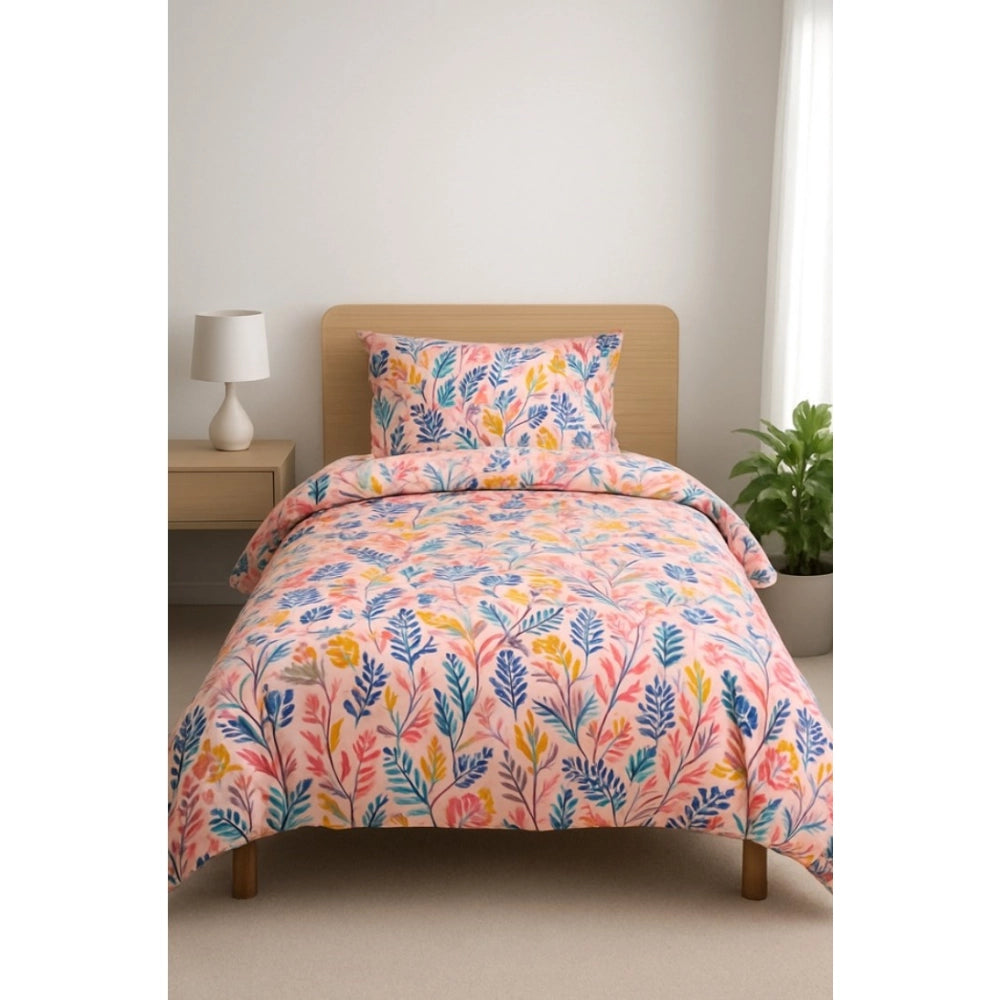 Amfyn Microfiber Floral Printed Single Bedsheet with 1 Pillow Cover (Multicolor)