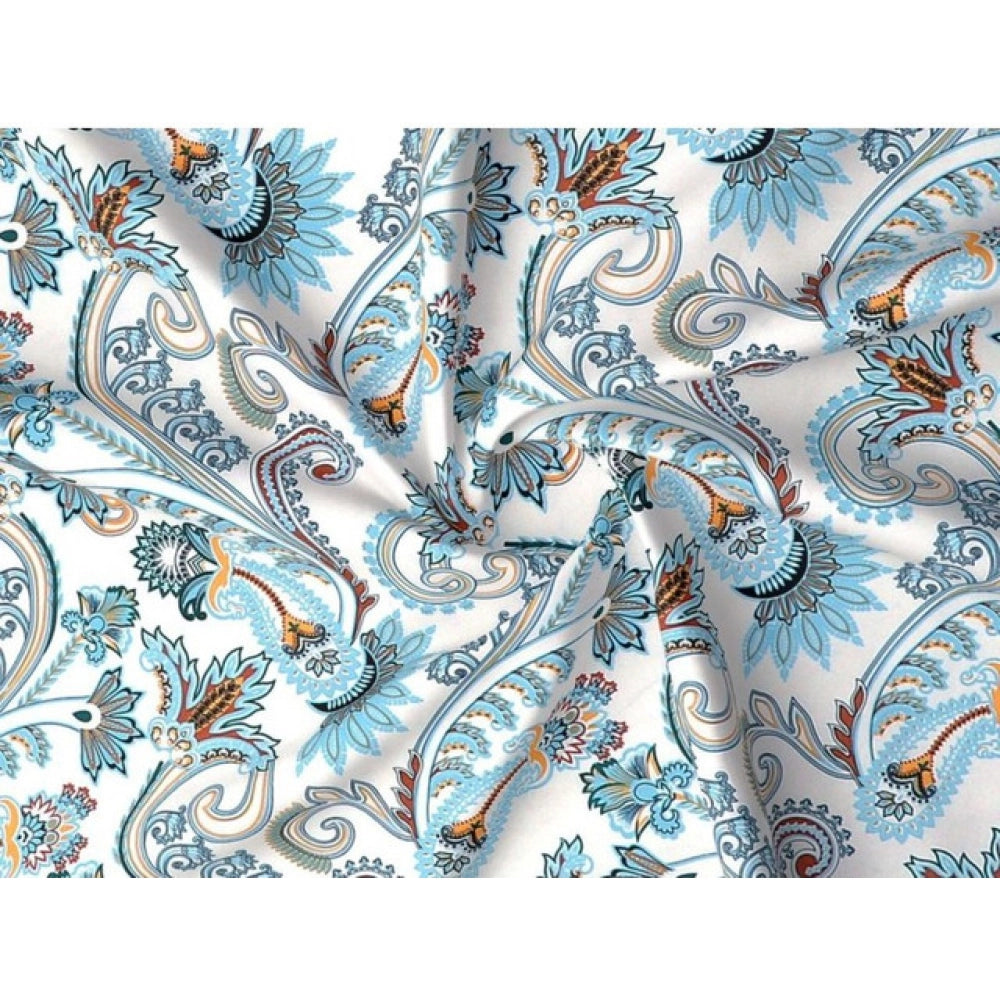 Amfyn Cotton Blend Floral Printed Double Bedsheet with 2 Pillow Covers (White)