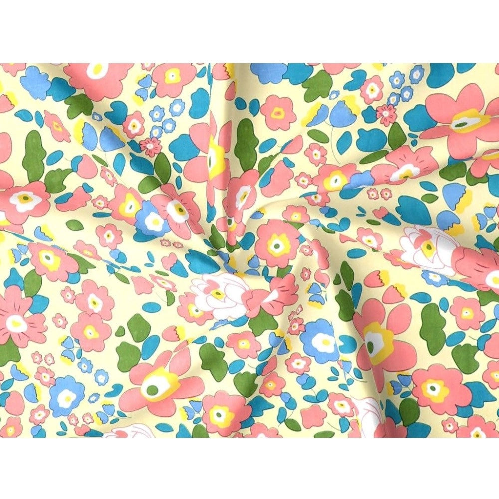 Amfyn Cotton Blend Floral Printed Single Bedsheet with 1 Pillow Cover (Yellow)