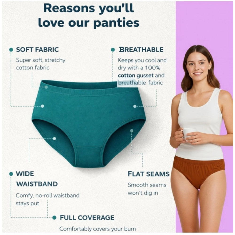Amfyn Pack of_6 Women's Cotton Solid Hipster Panty (Multicolor)
