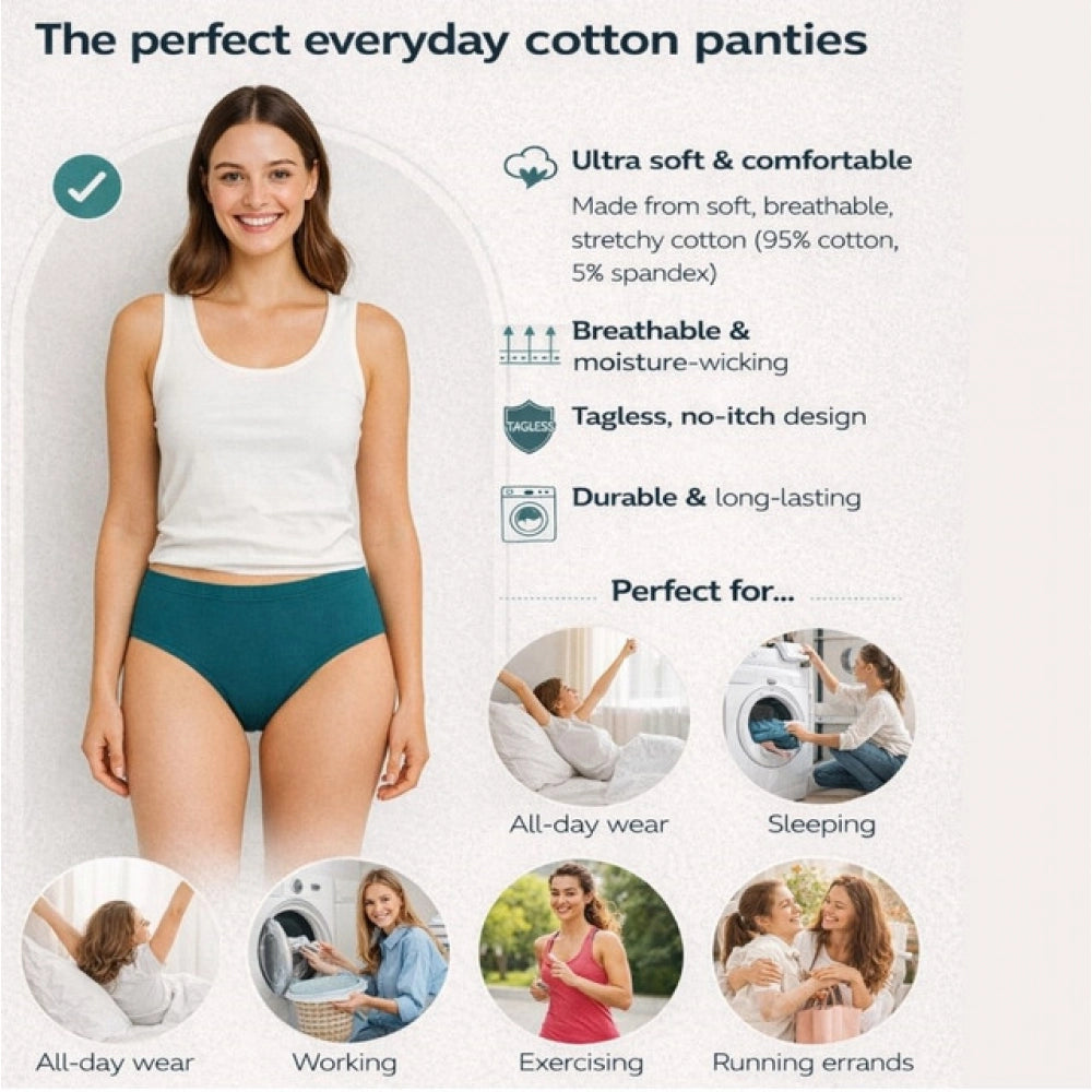 Amfyn Pack of_6 Women's Cotton Solid Hipster Panty (Multicolor)