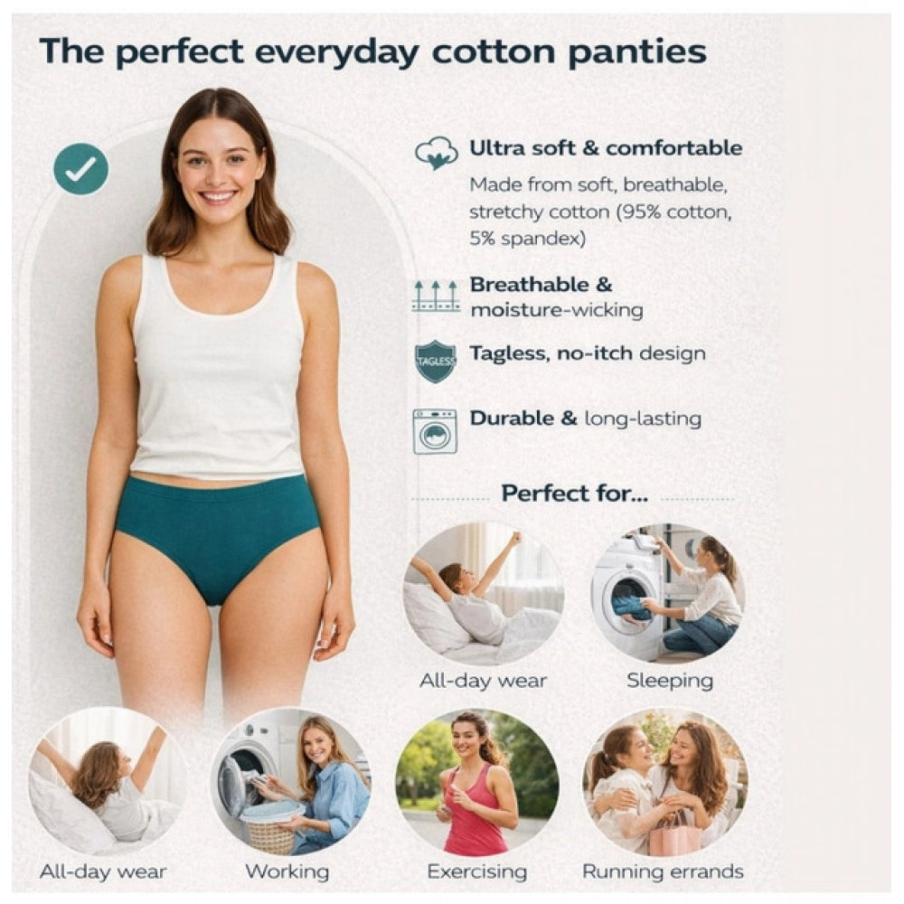 Amfyn Pack of_6 Women's Cotton Solid Hipster Panty (Multicolor)