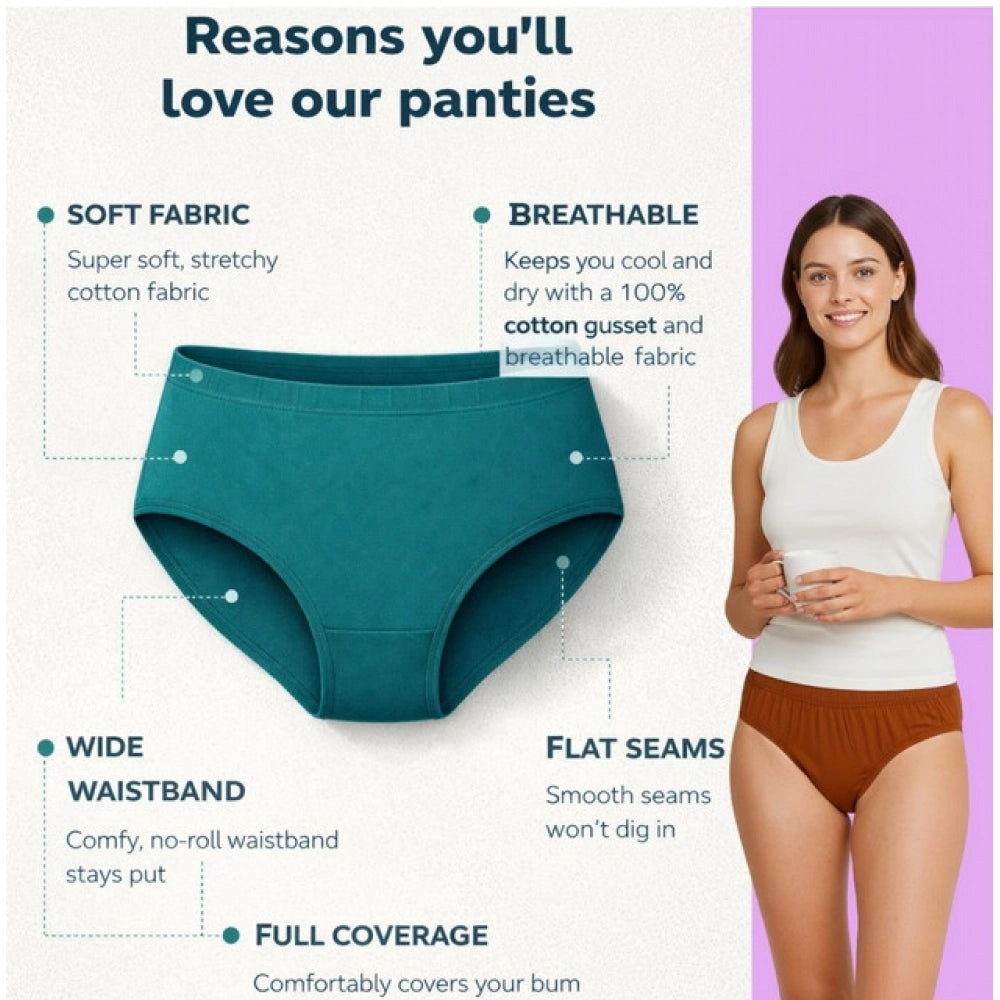 Amfyn Pack of_12 Women's Cotton Solid Hipster Panty (Multicolor)