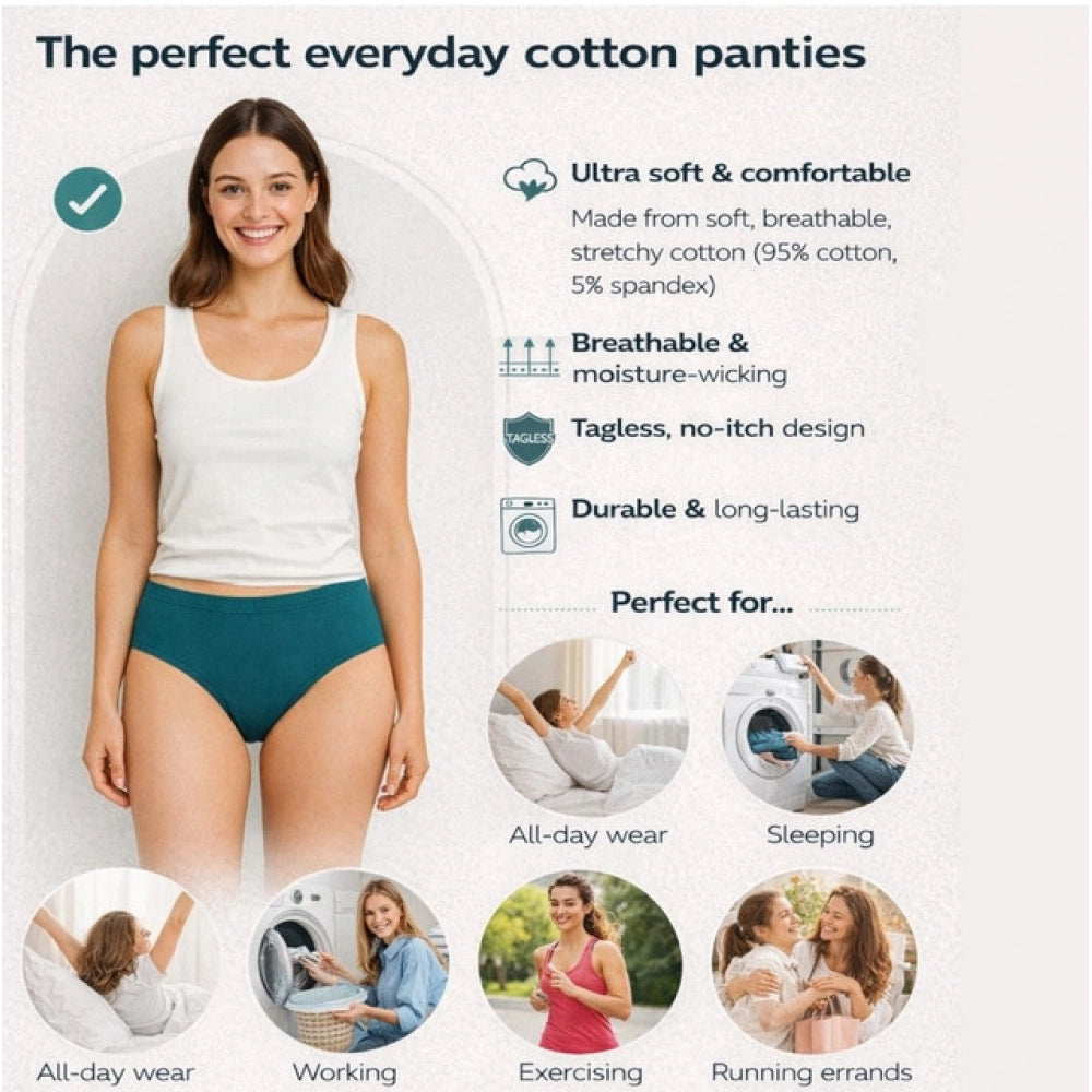Amfyn Pack of_12 Women's Cotton Solid Hipster Panty (Multicolor)