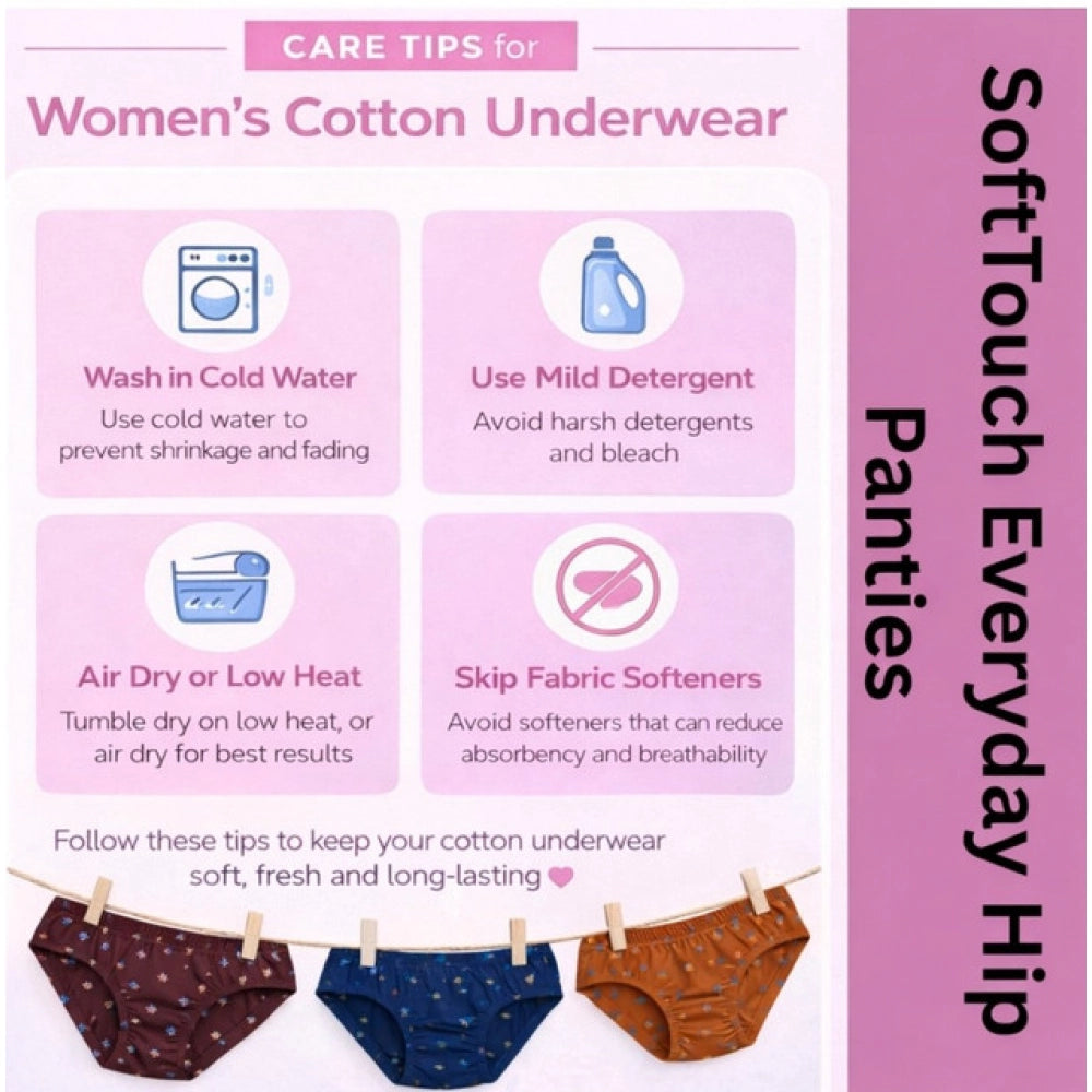 Amfyn Pack of_3 Women's Cotton Printed Hipster Panty (Multicolor)