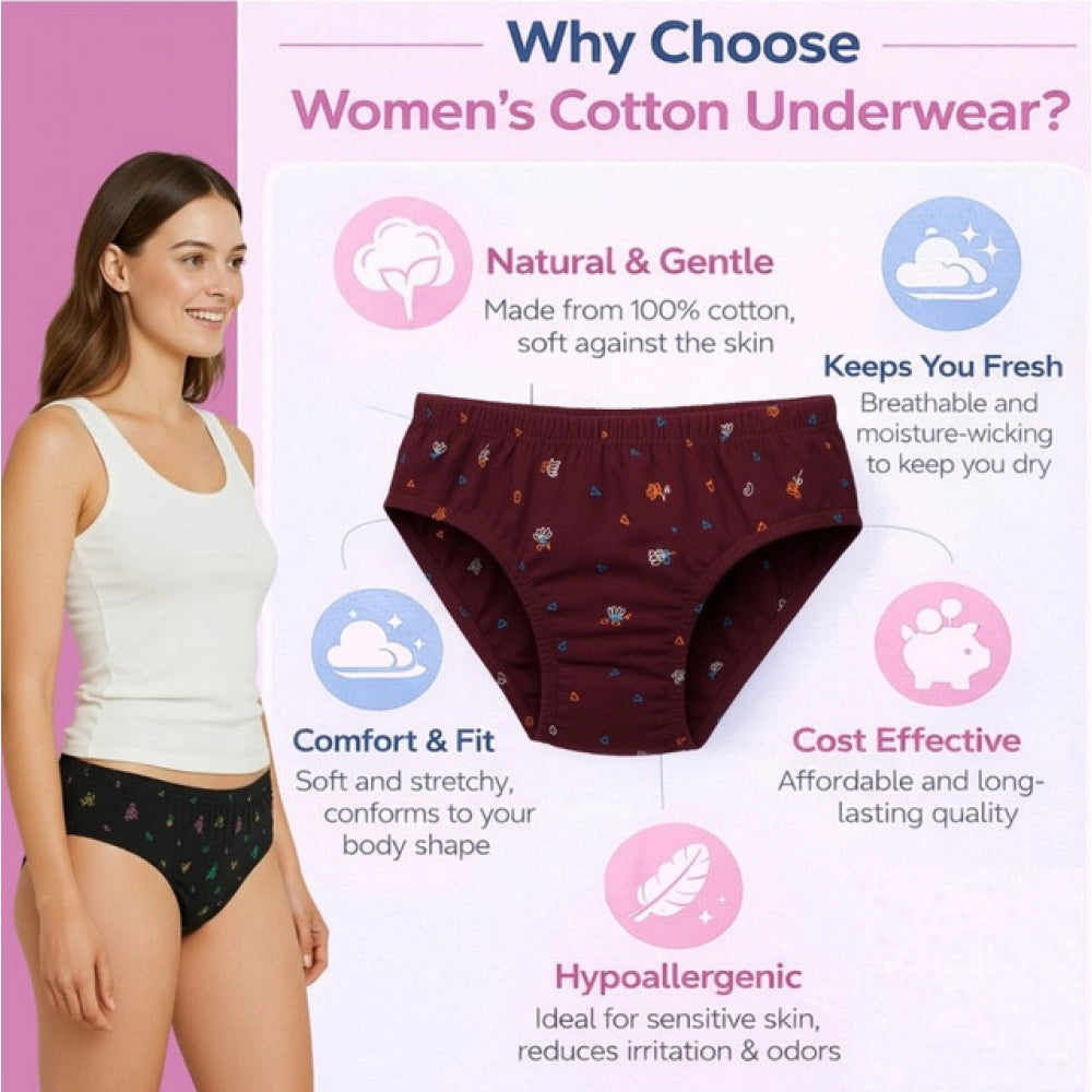 Amfyn Pack of_6 Women's Cotton Printed Hipster Panty (Multicolor)