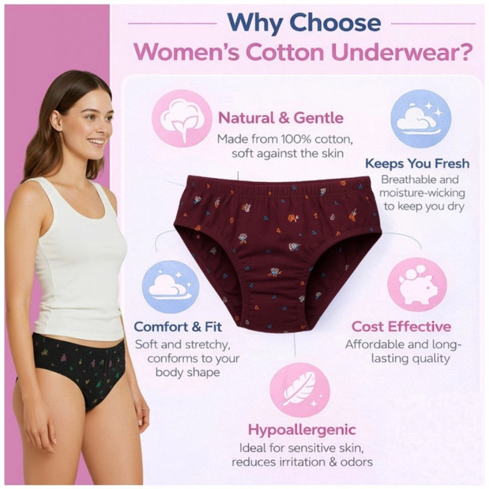 Amfyn Pack of_12 Women's Cotton Printed Hipster Panty (Multicolor)