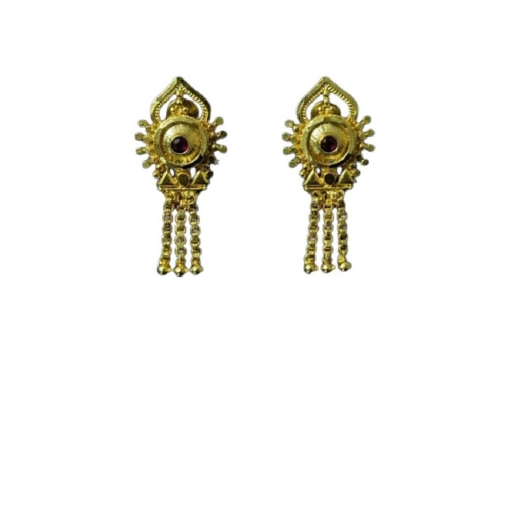 Amfyn Women's Pack of_2 Brass Gold-Plated Earrings (Gold)