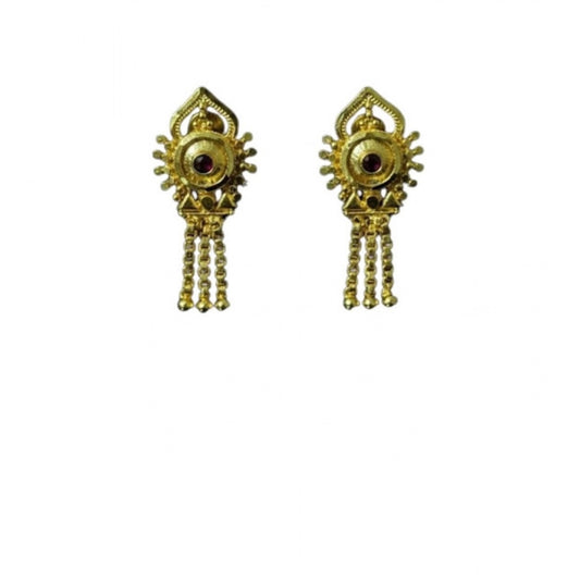 Amfyn Women's Pack of_2 Brass Gold-Plated Earrings (Gold)