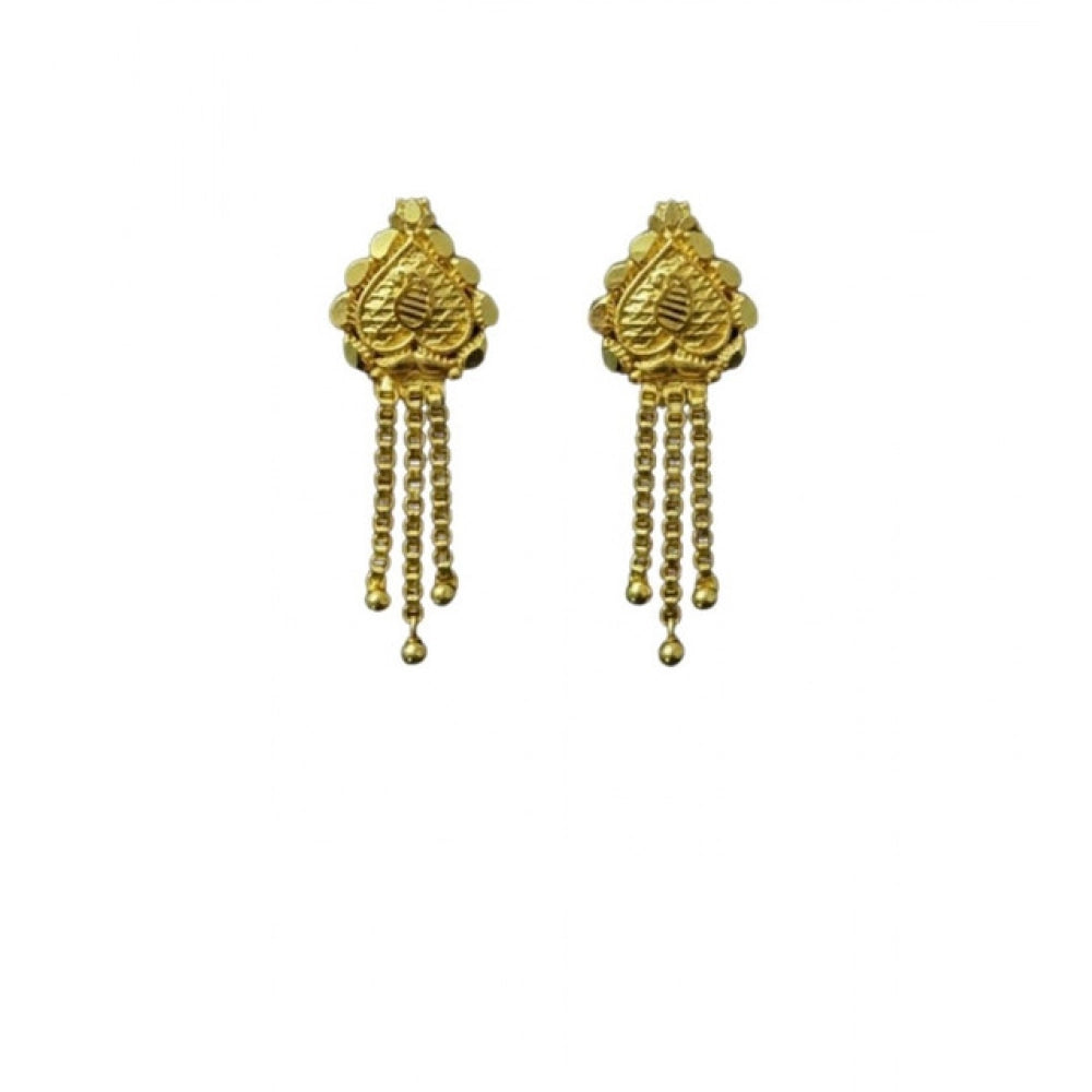 Amfyn Women's Pack of_2 Brass Gold-Plated Earrings (Gold)
