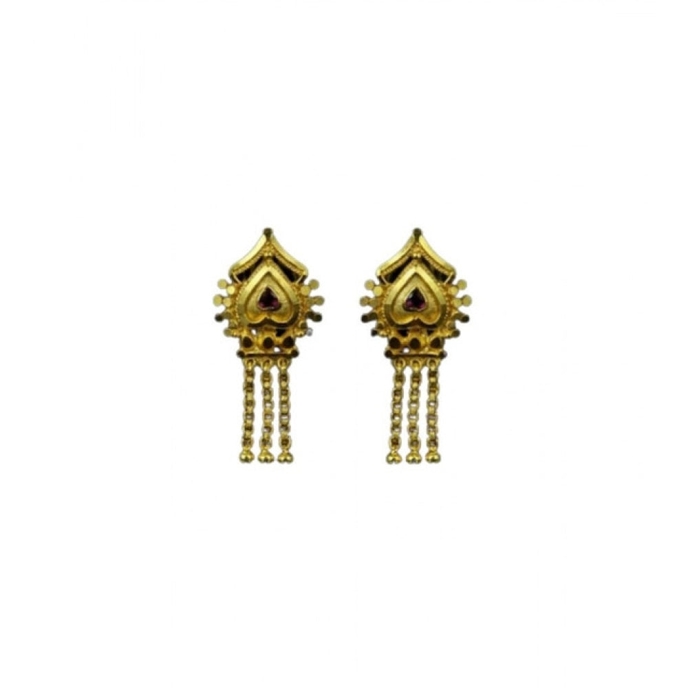 Amfyn Women's Pack of_2 Brass Gold-Plated Earrings (Gold)