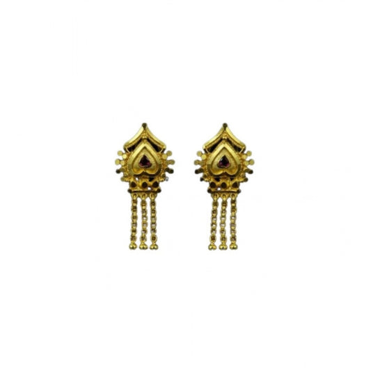 Amfyn Women's Pack of_2 Brass Gold-Plated Earrings (Gold)