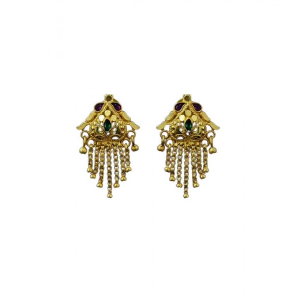 Amfyn Women's Pack of_2 Brass Gold-Plated Earrings (Gold)