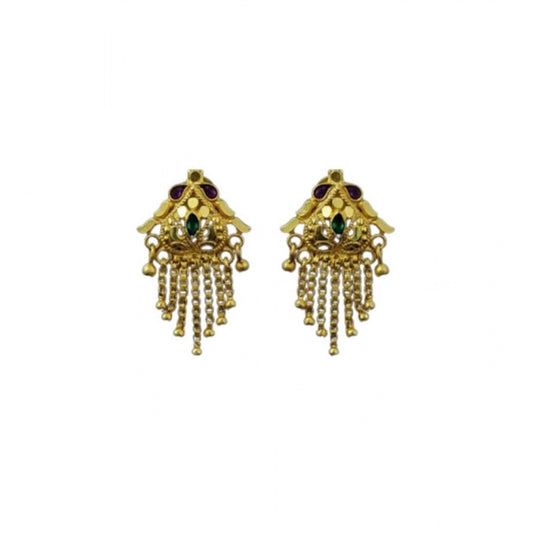 Amfyn Women's Pack of_2 Brass Gold-Plated Earrings (Gold)