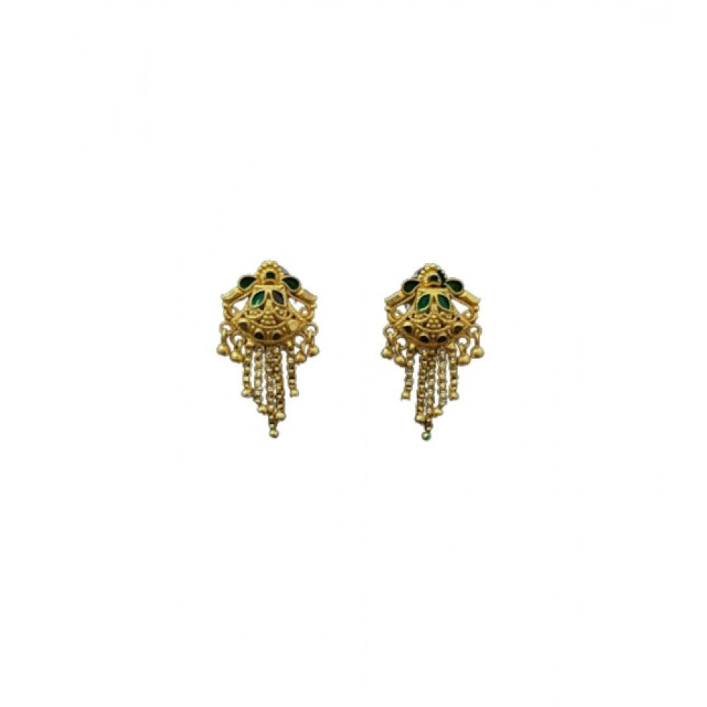 Amfyn Women's Pack of_2 Brass Gold-Plated Earrings (Gold)