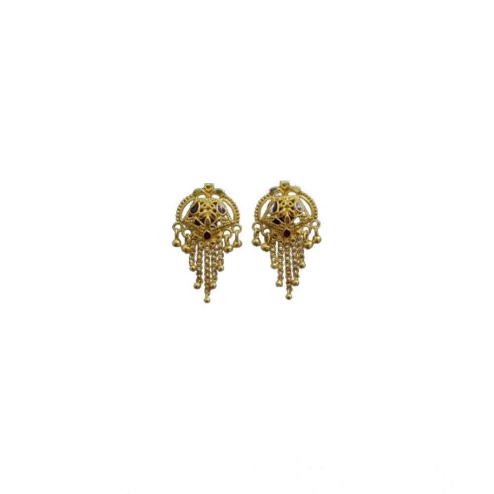 Amfyn Women's Pack of_2 Brass Gold-Plated Earrings (Gold)